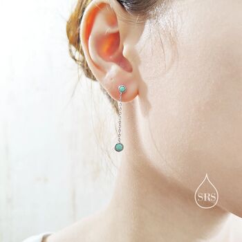 Double White Opal Dangle Chain Stud Earrings, 5 of 11