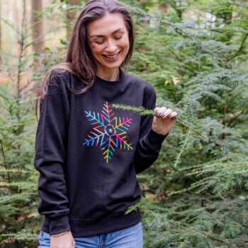 Embroidered Rainbow Snowflake Christmas Jumper, 2 of 7