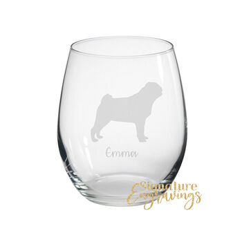 Personalised Pug Dog Engraved Glass, 3 of 6
