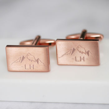 Personalised Engraved Mountain And Initial Cufflinks, 2 of 2