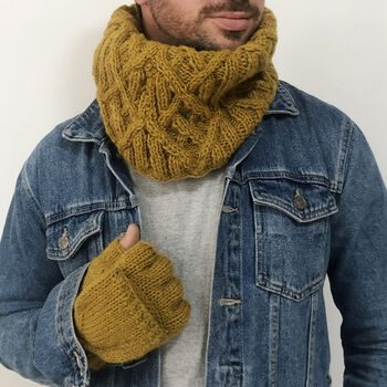 Fair Trade Cable Handknit Wool Lined Neckwarmer Scarf, 10 of 12