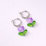 Tulip Flower Drop Hoop Earrings, thumbnail 1 of 2