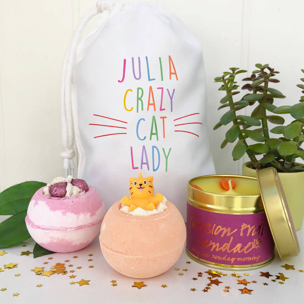 Crazy Cat Lady Bath And Candle Set, 1 of 4