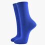 Women's Bamboo Socks Plain Royal Blue, thumbnail 2 of 5