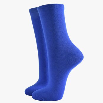 Women's Bamboo Socks Plain Royal Blue, 2 of 5