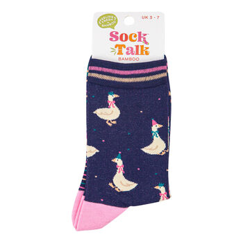 Silly Goose Women's Bamboo Socks Navy Blue, 4 of 4
