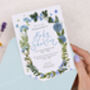 Personalised A6 Blue Floral Baby Shower Invitation, thumbnail 3 of 3