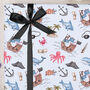 Three Sheets Of Children's Birthday Pirate Wrapping Paper, thumbnail 1 of 2