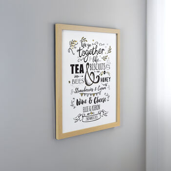 Personalised We Go Together Oak Poster Frame, 2 of 3