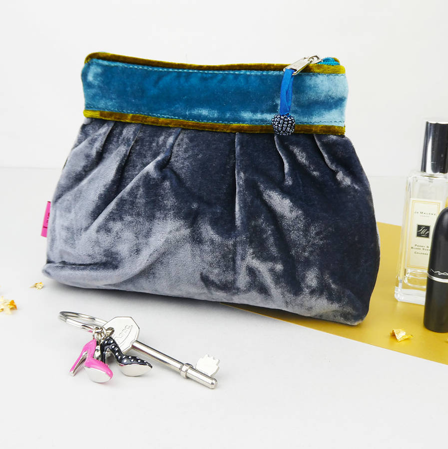 purple velvet clutch bag