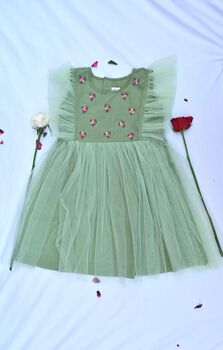 Pista Green Flare Shoulder Dress, 2 of 3