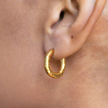 Gold Plated Molten Hoops Non Tarnish, 3 of 3