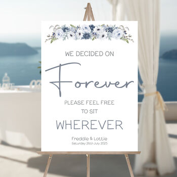 Wedding Choose A Seat Sign Winter Blue Floral, 2 of 5