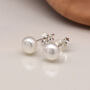 Classic Sterling Silver White Freshwater Pearl Stud Earrings, thumbnail 3 of 8