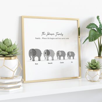 Personalised Elephant Family Print, 2 of 3