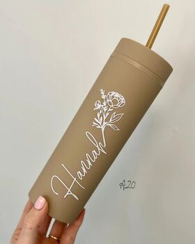 Personalised Birth Flower Name Skinny Tumbler, 4 of 6