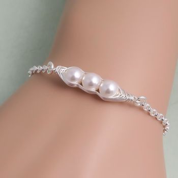 Sterling Silver And Pearl Peapod Bracelet, 4 of 4