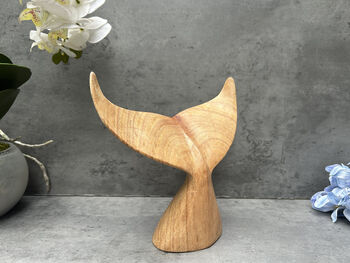 Hand Carved 19cm Diving Whale Tail Wooden Ornament Gift, 12 of 12