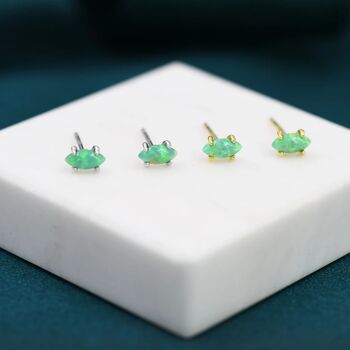 Tiny Mint Green Opal Marquise Stud Earrings, 4 of 12