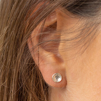 Leaf Texture Sterling Silver Dome Stud Earrings, 3 of 4