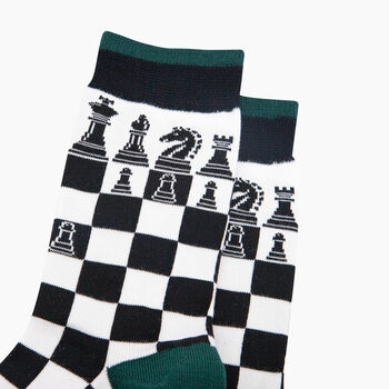 Chess Bamboo Socks In Black/White, 2 of 4
