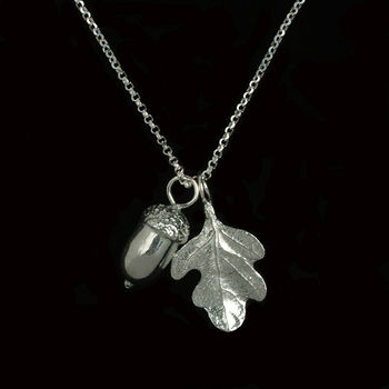 Acorn And Oak Leaf Necklace, Pewter Leaf Jewellery, 2 of 7