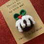Pudding Crochet Christmas Card Handmade, thumbnail 2 of 8