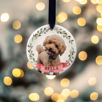 Personalised First Christmas Dog Bauble Tree Decoration, 6 of 12
