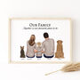 Personalised Family Print – Custom Illustration With Children And Pets, Names And Quote, thumbnail 1 of 11