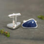 17ct Triangular Sapphire Cufflinks In Sterling Silver, thumbnail 2 of 2