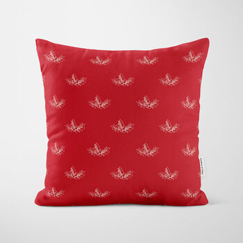 Personalised Red Holly Christmas Cushion, 5 of 7