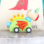 Wooden Dragon Pull Back Toy And Personalised Gift Bag, thumbnail 2 of 4