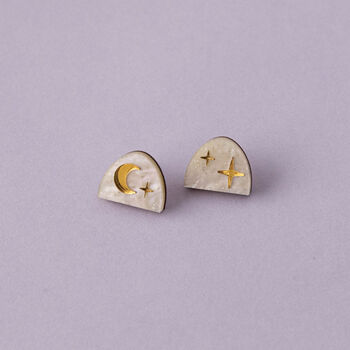 Moon Rising Arc Stud Sparkly Earrings, 5 of 6