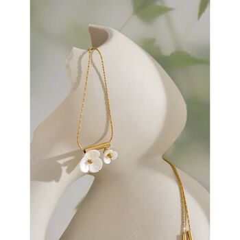 Monaco D’or Gold White Daisy Flower Drop Necklace, 2 of 5