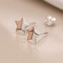 Sterling Silver And Rose Gold Star Stud Earrings – 5mm, thumbnail 5 of 6