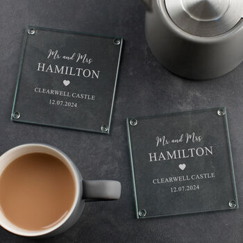 Personalised Anniversary Glass Coaster Set, 6 of 7