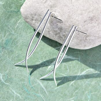Long Drop Spiked Sterling Silver Ear Jacket Earrings, 4 of 7