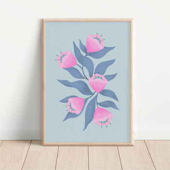 Pink Abstract Flowers, Art Print, 3 of 4