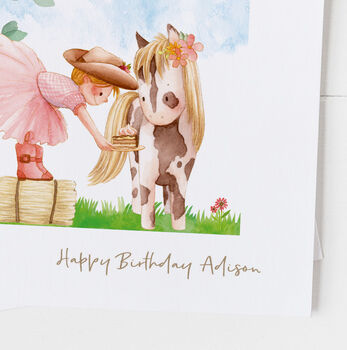 Birthday Card Pony And Girl Birthday Cake, 3 of 11