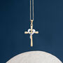 Mixed 9ct Gold Heart Cross Necklace, thumbnail 2 of 11