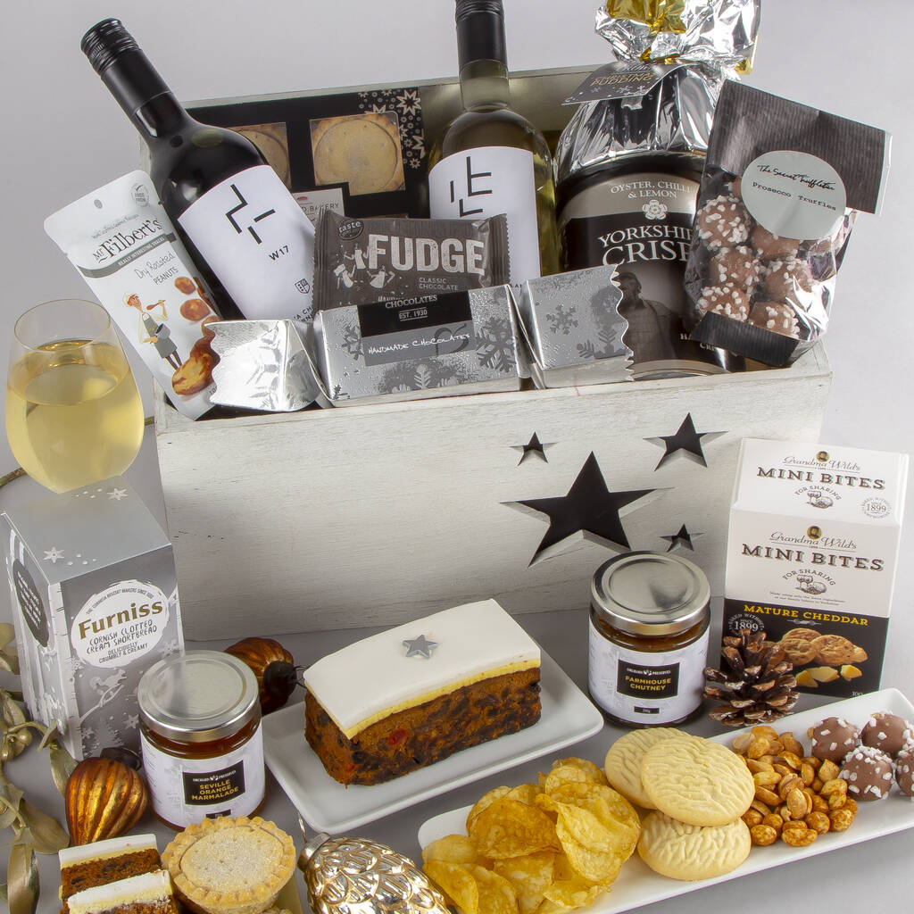 white christmas wooden crate hamper by virginia hayward