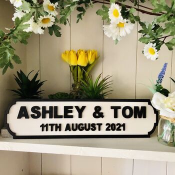 Personalised Civil Ceremony Name Wooden Double Roadsign, 3 of 8