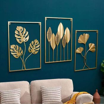 Sale! Handcrafted Metallic Gold Leaf Wall Art Decor, 10 of 12
