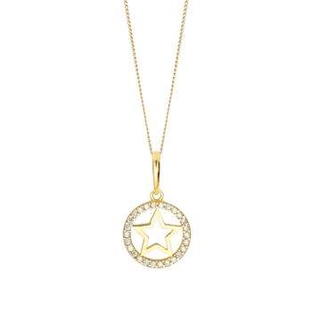 Yellow Gold Cz Cut Out Stars Pendant Necklace, 3 of 5