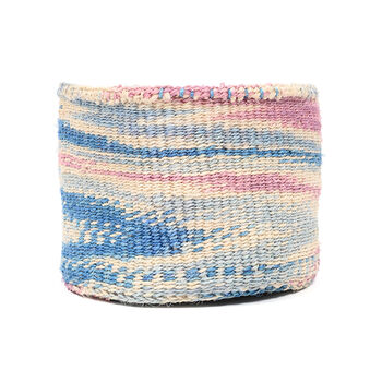 Kwenye: Blue And Pink Tie Dye Woven Storage Basket, 4 of 9