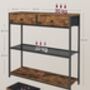 Narrow Console Table Three Tier Fabric Drawer Table, thumbnail 2 of 7