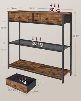 Narrow Console Table Three Tier Fabric Drawer Table, 2 of 7