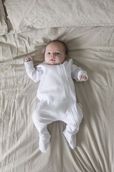 White Sleepsuit With Zip Ribbed Cotton 0 Three Y Old, 3 of 6