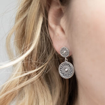 Sterling Silver Oxidised Double Marrakech Studs, 3 of 4
