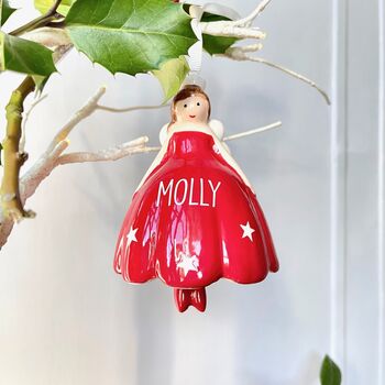 Personalised Ceramic Christmas Fairy Bell Decoration, 2 of 4